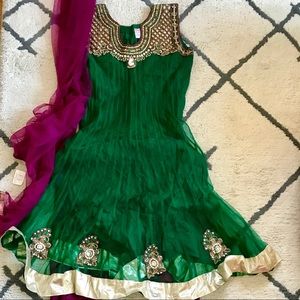 Green and Purple Formal Salwar Kameez